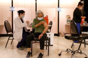 Pfizer booster vaccinations being administered in San Rafael, Calif., on Friday.